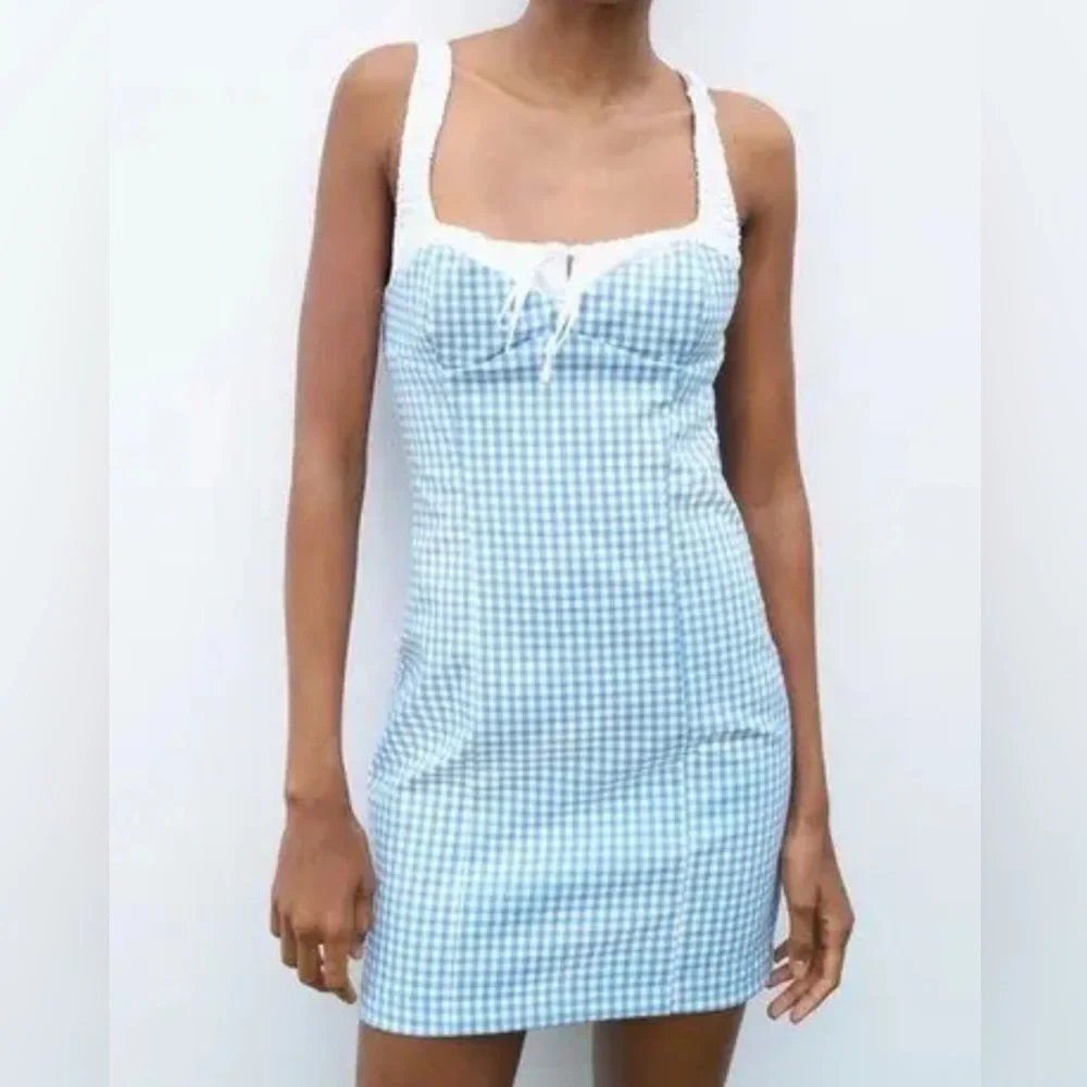 ZARA NWT gingham printed bustier mini dress - Picture 2 of 11